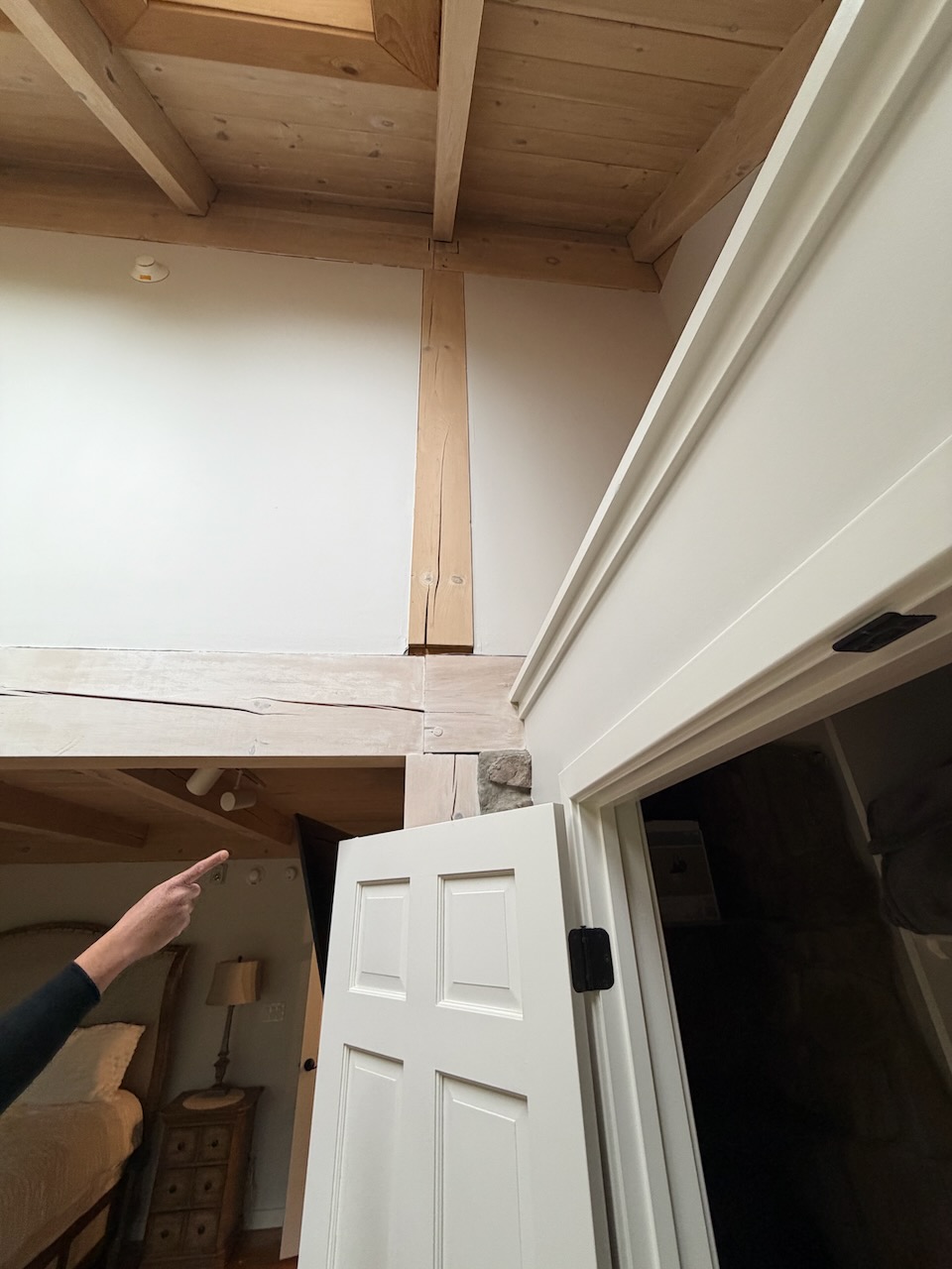 Above the closet — pointing out the work area