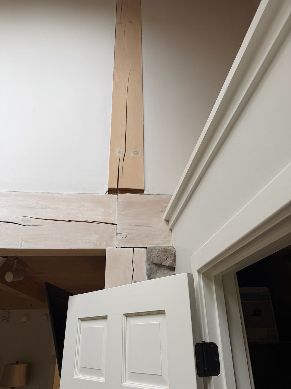 Above the closet — detail of the framing junction