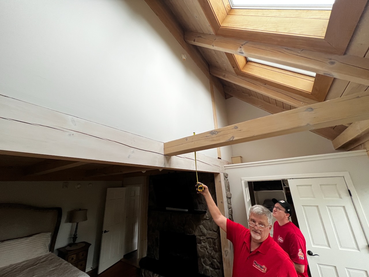 Above the closet — measuring the work area
