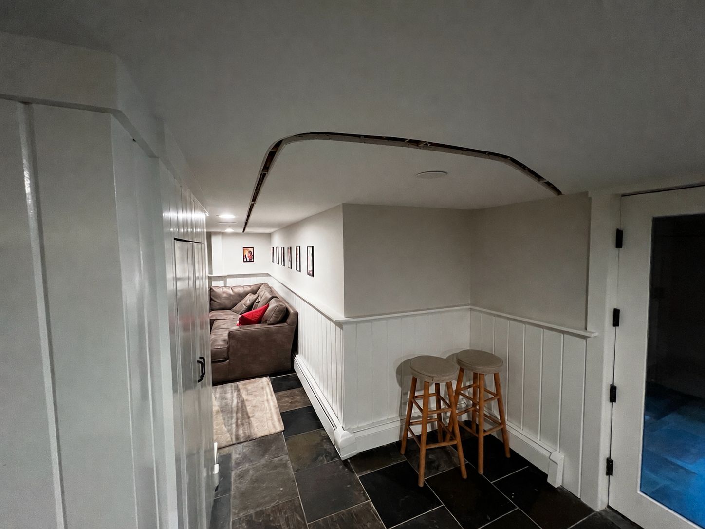 Concept render — basement electrical channel to the mudroom